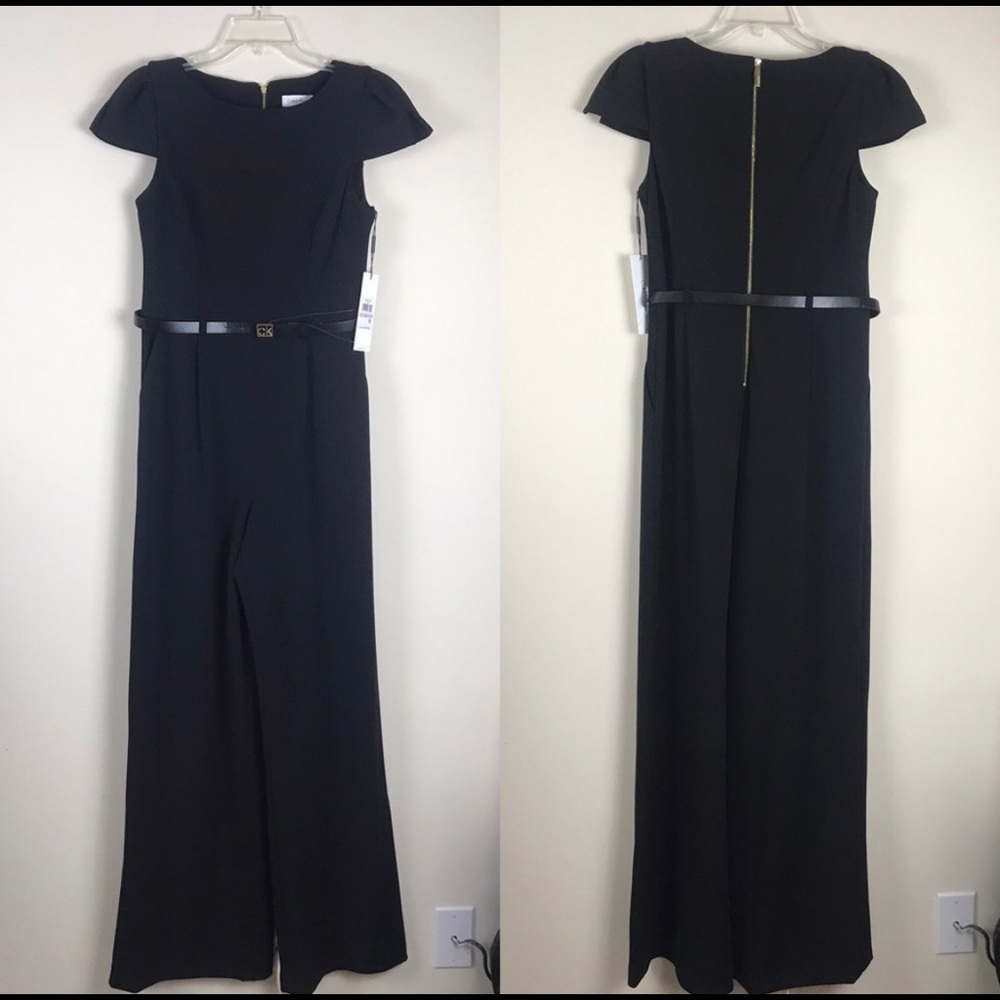 Calvin Klein belted cap sleeve Jumpsuit NWT - Picture 2 of 5